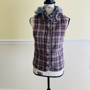 Sashimi pink and grey plaid vest hoodie jacket